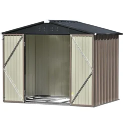 Patio 8ft X6ft Metal Storage Shed With Lockable Doors, Tool Cabinet With Vents And Foundation Frame-ModernLuxe -Landscape Zone GUEST eb53e8f6 b206 4919 ae65 77bdefd0ae4e
