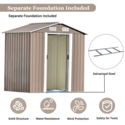 Patio 6ft X4ft Metal Storage Shed With Lockable Door, Tool Cabinet With Vents And Foundation-ModernLuxe -Landscape Zone GUEST ed187d64 a7f9 42f0 b8d4 d8d28eaf1986