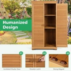 Costway Outdoor Fir Wood Storage Shed Garden Tool Cabinet Locker Tall Vertical Organizer 16 Costway Outdoor Fir Wood Storage Shed Garden Tool Cabinet Locker Tall Vertical Organizer -Landscape Zone GUEST f2662f7e 672f 4b37 8ab7 a3530d1fcf35