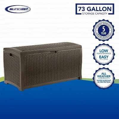 Suncast DBW7300 73 Gallon Resin Wicker Outdoor Patio Storage Deck Box 7 Suncast DBW7300 73 Gallon Resin Wicker Outdoor Patio Storage Deck Box - Image 5