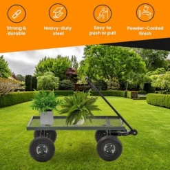 Juggernaut Carts GW3820-GR Heavy Duty Steel Frame 1000 Pound Load Capacity Outdoor Utility Garden Wagon With Pneumatic Tires, Green Finish -Landscape Zone GUEST f90aba2c bec1 4d70 8ecb ea470b424e5a