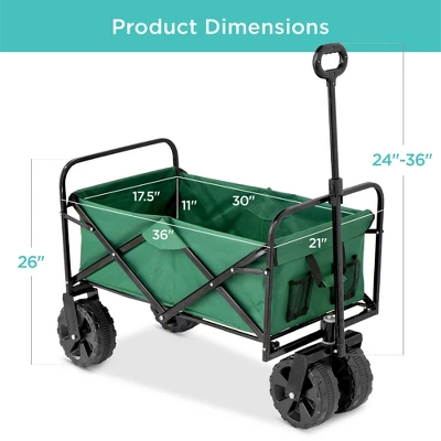 Best Choice Products 36in Folding Multipurpose Indoor Outdoor Utility Cart W/ Swivel Wheels, Adjustable Handle - Green 8 Best Choice Products 36in Folding Multipurpose Indoor Outdoor Utility Cart W/ Swivel Wheels, Adjustable Handle - Green - Image 6