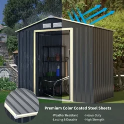 Costway Metal Storage Shed For Garden And Tools W/Sliding Double Lockable Doors -Landscape Zone GUEST fbe3da1f 107d 4bf6 8eea beb7d09acbad
