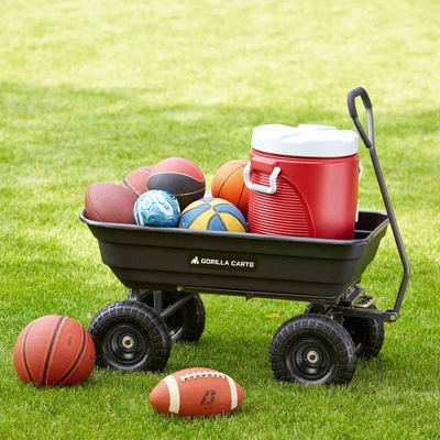 Gorilla Carts 600 Pound Capacity Heavy Duty Poly Garden Landscape Outdoor Yard Hauling Utility Wagon Dump Cart With 10 Inch Pneumatic Tires, Black 6 Gorilla Carts 600 Pound Capacity Heavy Duty Poly Garden Landscape Outdoor Yard Hauling Utility Wagon Dump Cart With 10 Inch Pneumatic Tires, Black - Image 4